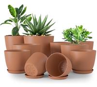 Utopia Home Paquete de 10 macetas 18/17/15/13/12 cm Maceta con platillo para la Cocina, balcón, Plantas de jardín, macetas de vivero de Interior Terracota.