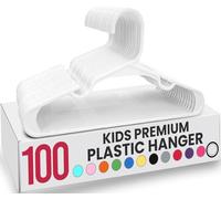 Utopia Home Paquete de 100 Perchas de plástico para bebé, para Armario, para Ropa y Ropa Infantil, para Uso Diario estándar (Blanco)
