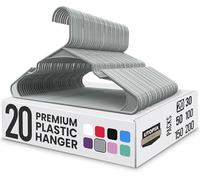 Utopia Home Paquete de 20 Perchas de plástico Que ahorran Espacio, duraderas y con Ranuras para los Hombros, Gris
