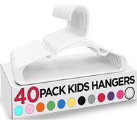 Utopia Home Paquete de 40 perchas infantiles de plástico para ropa de armario, para bebés y niños, ideales para uso diario estándar, 30 cm, blanco
