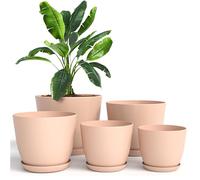 Utopia Home Paquete de 5 macetas 18/17/15/13/12 cm Maceta con platillo para la Cocina, balcón, Plantas de jardín, macetas de vivero de Interior Rosa.