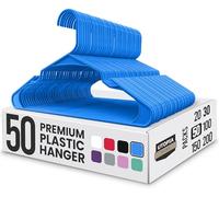 Utopia Home Paquete de 50 Perchas de Plástico Ahorradoras de Espacio, Duraderas y con Ranuras para los Hombros, Azul
