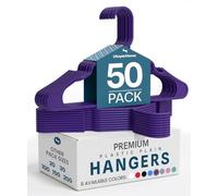 Utopia Home Paquete de 50 Perchas de Plástico Ahorradoras de Espacio, Duraderas y con Ranuras para los Hombros, Morado