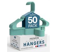 Utopia Home Paquete de 50 Perchas de Plástico Ahorradoras de Espacio, Duraderas y con Ranuras para los Hombros, Agua