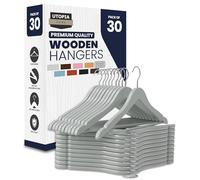 Utopia Home Perchas de madera de alta calidad, paquete de 30 perchas duraderas y delgadas, perchas para trajes con gancho giratorio de 360 grados, perchas de madera con ranuras para los hombros (color