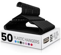 Utopia Home Perchas de plástico Ahorro de Espacio, Perchas duraderas con Ranuras para los Hombros (Black, Paquete de 50)