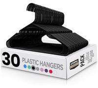 Utopia Home Perchas de plástico Ahorro de Espacio, Perchas duraderas con Ranuras para los Hombros (Black, Paquete de 30)