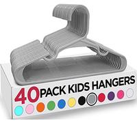 Utopia Home Perchas de plástico para Ropa para niños (Paquete de 40) - Perchas duraderas y Delgadas para bebés y niños - Ahorro de Espacio (Gris)