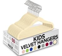 Utopia Home Perchas de Terciopelo para niños - Perchas duraderas de 11 Pulgadas para el Armario del bebé, Antideslizantes para Todos los días (Marfil, Paquete de 50)
