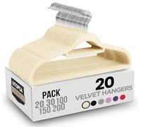Utopia Home Perchas de Terciopelo - Perchas para Trajes de Terciopelo con Tie Bar - Antideslizantes (Marfil, Paquete de 20)