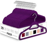Utopia Home Perchas de Terciopelo - Perchas para Trajes de Terciopelo con Tie Bar - Antideslizantes (Morado, Paquete de 20)
