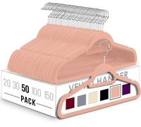 Utopia Home Perchas de Terciopelo - Perchas para Trajes de Terciopelo con Tie Bar - Antideslizantes (Rosa, Paquete de 50)