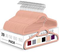 Utopia Home Perchas de Terciopelo - Perchas para Trajes de Terciopelo con Tie Bar - Antideslizantes (Rosa, Paquete de 20)