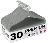 Utopia Home Perchas de Terciopelo Resistentes y Antideslizantes con Gancho Giratorio de 360 Grados, Color Gris, Paquete de 30