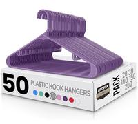 Utopia Home Perchas estándar de plástico Negro para Perchas tubulares de Ropa, duraderas, Delgadas y Elegantes (Morado, 50)