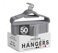 Utopia Home Perchas Terciopelo con Tie Bar (Gris, Paquete de 50)