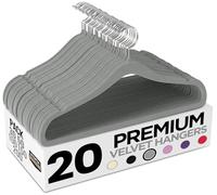 Utopia Home Premium Perchas de Terciopelo Antideslizantes, Duraderas Perchas Negras con Gancho Giratorio de 360 Grados Percha de Gran Resistencia (Gris, Paquete de 20).