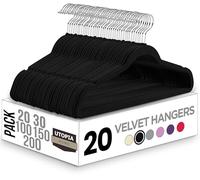 Utopia Home Premium Perchas de Terciopelo Antideslizantes, Duraderas Perchas Negras con Gancho Giratorio de 360 Grados Percha de Gran Resistencia (Negro, Paquete de 50) (Negro, Paquete de 20)