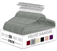Utopia Home Premium Perchas de Terciopelo Antideslizantes, Duraderas Perchas Negras con Gancho Giratorio de 360 Grados Percha de Gran Resistencia (Gris, Paquete de 50)
