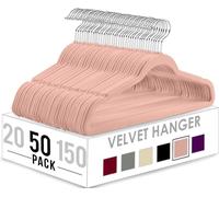 Utopia Home Premium Perchas de Terciopelo Antideslizantes, Duraderas Perchas Negras con Gancho Giratorio de 360 Grados Percha de Gran Resistencia (Rosa, Paquete de 50)