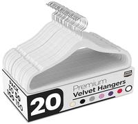 Utopia Home Premium Perchas de Terciopelo Antideslizantes, Duraderas Perchas Negras con Gancho Giratorio de 360 Grados Percha de Gran Resistencia (Blanco, Paquete de 20)