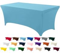 Utopia Kitchen 1 Paquet de Manteles Rectangulares de Poliéster (6 pies - 183 cm) Elásticos de Spandex, Cubre Mesas para Bodas, Bares, Artesanías, Exposiciones (Niebla Azul)