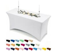Utopia Kitchen 1 Paquete de Mantel Rectangular de Poliéster (6 pies - 183 cm) Elástico de Spandex, Cubre Mesa para Bodas, Bares, Artesanías, Exposiciones (Blanco)