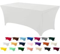 Utopia Kitchen 1 Paquete de Mantel Rectangular de Poliéster (8 pies - 244 cm) Elástico de Spandex, Cubre Mesa para Bodas, Bares, Artesanías, Exposiciones (Blanco)