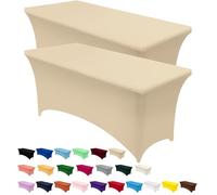 Utopia Kitchen 2 Paquet de Manteles Rectangulares de Poliéster (4 pies - 122 cm) Elásticos de Spandex, Cubre Mesas para Bodas, Bares, Artesanías, Exposiciones (Champán)