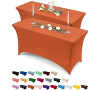 Utopia Kitchen 2 Paquet de Manteles Rectangulares de Poliéster (6 pies - 183 cm) Elásticos de Spandex, Cubre Mesas para Bodas, Bares, Artesanías, Exposiciones (Naranja)