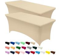 Utopia Kitchen 2 Paquet de Manteles Rectangulares de Poliéster (6 pies - 183 cm) Elásticos de Spandex, Cubre Mesas para Bodas, Bares, Artesanías, Exposiciones (Champán)