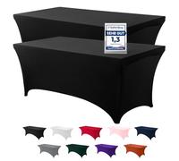 Utopia Kitchen 2 Paquetes de Manteles Rectangulares de Poliéster (6 pies - 183 cm) Elásticos de Spandex, Cubre Mesas para Bodas, Bares, Artesanías, Exposiciones (Negro)