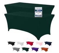 Utopia Kitchen 2 Paquetes de Manteles Rectangulares de Poliéster (6 pies - 183 cm) Elásticos de Spandex, Cubre Mesas para Bodas, Bares, Artesanías, Exposiciones (Verde Cazador)
