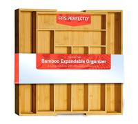 Utopia Kitchen Caddy - Organizador de cajones expandible, organizador de divisores de bambú para cocina, cubiertos, cubiertos, sala de estar, cajón de maquillaje y soporte para utensilios, madera