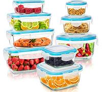 Utopia Kitchen - Fiambreras de cristal (18 unidades, 9 recipientes + 9 tapas), tapa transparente, sin BPA, para cocina o restaurante