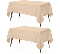 Utopia Kitchen Mantel de Poliéster 152 x 213 cm (Pack de 2, Beige) Cubierta de Mesa Lavable a Máquina Ideal para Fiestas, Eventos, Bodas y Restaurantes (60 x 84 Pulgadas)