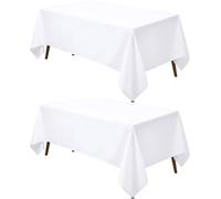Utopia Kitchen Mantel de poliéster de 228 x 396 cm (2 Unidades), Color Blanco, Lavable a máquina, Ideal para Fiestas, Eventos, Bodas y restaurantes