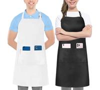 Utopia Kitchen Paquete de 2 delantales ajustables con 2 bolsillos, resistentes al agua y al aceite, delantal de chef de cocina para mujeres y hombres, Negro & blanco, 2 Pack