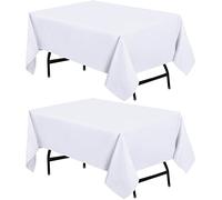 Utopia Kitchen Paquete de 2 manteles Cuadrados Resistentes a Las Manchas y a Las Arrugas, de poliéster, Lavables, para Comedor, Fiestas de bufé, pícnics y Bodas (54 x 54 Pulgadas, Color Blanco)