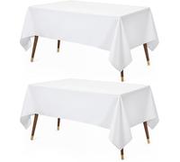 Utopia Kitchen Paquete de 2 manteles rectangulares Lavables a máquina, de poliéster, para Comedor, Fiestas de bufé, picnics, Eventos, Bodas y restaurantes (90 x 132 Pulgadas, Blanco)