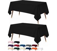 Utopia Kitchen Paquete de 2 manteles rectangulares Lavables a máquina, Tela de poliéster, para Comedor, Fiestas de bufé, pícnic, Eventos, Bodas y restaurantes (60 x 102 Pulgadas, Color Negro)