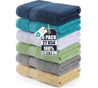 Utopia Towels - 6 toallas de baño, (68,5 x 137 cm), 100 % algodón hilado en anillo, secado rápido, altamente absorbentes, tacto suave (blanco, gris frío, turquesa, verde salvia, azul marino, beige)