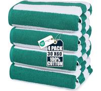 Utopia Towels - Grandes Toallas de Playa/Piscina Cabana Rayas (76 x 152 cm) 100% algodón Hilado, Suaves y de Secado rápido (Juego de 4 - Verde)