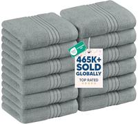 Utopia Towels Juego de 12 Toallas de Primera Calidad, 30 x 30 cm, 100% algodón, Altamente absorbentes y Suaves al Tacto para baño, SPA, Gimnasio y Cara, Color Gris frío