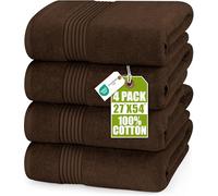 Utopia Towels Juego de 4 Toallas de baño (27 x 54 Pulgadas), 100% algodón Hilado en Anillo, Secado rápido, Altamente absorbentes, Toallas de Tacto Suave, Uso Diario (marrón)