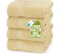 Utopia Towels - Juego de 4 Toallas de baño, (68,5 x 137 cm), 100% algodón Hilado en Anillo, Secado rápido, Altamente absorbentes, Tacto Suave, Uso Diario (Beige)