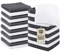 Utopia Towels Juego de Toallas de algodón 100% Hilado en Anillos, Toallas faciales de Franela, Altamente absorbentes y Suaves al Tacto (Paquete de 24, Gris, Blanco)