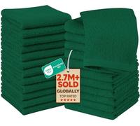 Utopia Towels Juego de Toallas de algodón 100% Hilado en Anillos, Toallas faciales de Franela, Altamente absorbentes y Suaves al Tacto (Paquete de 24, Verde Oscuro (Hunter Green))