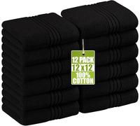 Utopia Towels - Juego de Toallas de Lujo 30 x 30 CM - Toallas de Franela Altamente absorbentes (Paquete de 12) (Negro)