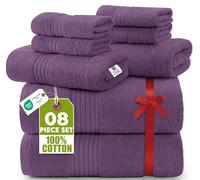 Utopia Towels Juego de toallas de lujo de 8 piezas, 2 toallas de baño, 2 toallas de mano y 4 paños de lavado, 600 g/m², 100% algodón hilado en anillo, toallas altamente absorbentes para baño, deportes